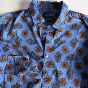 J Crew Men's Large Vintage‎ Twill Long Sleeve Button Down Blake Paisley Blue